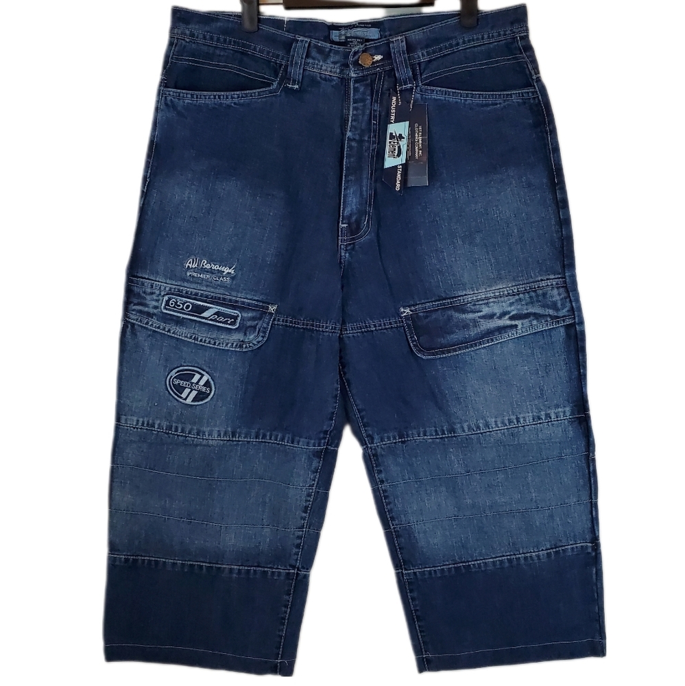 VTG 1st Element Baggy Skater Hip Hop Denim Jean Cargo Shorts 36 Mens NWT RARE